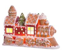 The Bridge Collection Light Up Christmas Train Figurine - Festive Holiday Train Decoration with Glowing Windows and Candy Accents - Glittery Lighted Christmas Centerpiece for Mantel Or Table
