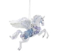 The Bridge Collection Magical Pegasus Ornament - 4" Winter Snowflake Pegasus Christmas Ornament - Glittery Mythical Winged Horse Ornament