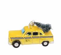 The Bridge Collection NYC Taxi Cab with Christmas Tree Ornament - New York City Taxi Holiday Decoration - NYC Fan Gift