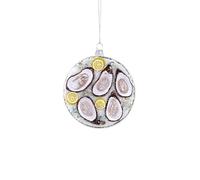 The Bridge Collection Oyster Plate Christmas Ornament - Handcrafted Glass Ornament, 3.75" - Unique Holiday Decoration for Seafood Lovers
