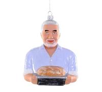 The Bridge Collection Paul Hollywood Glass Baker Ornament - Celebrity Chef Holding Freshly Baked Bread - Holiday Kitchen Decoration