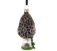The Bridge Collection Realistic Morel Mushroom Ornament - Intricate Glass Woodland Mushrrom with Glitter Accents