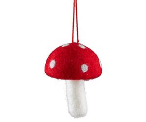 The Bridge Collection Red and White Felt Toadstool Mushroom Ornament - Woodland Mushroom Christmas Ornament