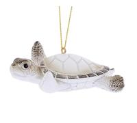 The Bridge Collection Resin White Turtle Ornament - 3.5" Sea Turtle Christmas Ornament - Coastal Animal Holiday Decor