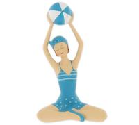 The Bridge Collection Retro Beach Lady Figurine with Beach Ball - Classic Summer Figurine with Polka Dot Swimsuit - Classic Poolside Lady in Vintage Pose