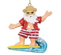 The Bridge Collection Santa Surfing Ornament - Beach Christmas Tree Ornament for Coastal Decor - Beach Life, Christmas at The Beach, Christmas Vacation - Santa Ornament