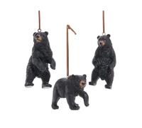 The Bridge Collection Set of 3 Black Bear Ornaments - 4" Resin Bear Christmas Tree Ornaments - Woodland Animal Christmas Tree Ornaments - Rustic Cabin Decor - Rustic Nature Themed Holiday Decor