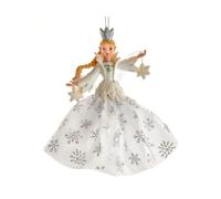 The Bridge Collection Snow Queen Ornament - White & Silver Glittered Snow Queen Ornament for Holiday Decor - Festive Queen with Snowflakes Christmas Ornament
