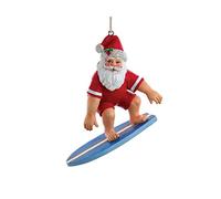 The Bridge Collection Surfing Santa Ornament - Beach Santa Claus On Surfboard Christmas Tree Ornament for Surfers