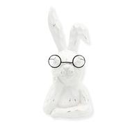 The Bridge Collection Thinking Rabbit in Glasses Sculpture - White - Charming Bunny Rabbit Figurine Wearing Glasses - for Indoors and Outdoors
