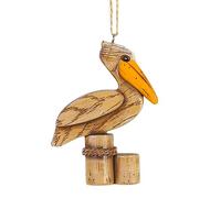 The Bridge Collection Weathered Wooden Pelican Ornament - Coastal Christmas Tree Ornament