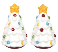 The Bridge Collection White Christmas Tree Salt and Pepper Shaker Set - 2 Piece Set - Christmas Kitchen Items - Fun Salt and Pepper Shakers for Home Decor