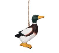 The Bridge Collection Wooden Duck Ornament - 3.5" Wood-Carved Rustic Mallard Christmas Ornament - Water Bird Holiday Decor