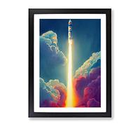 The Bright Spaceship Rocket Framed Print | A2 Black Framed Wall Art | Ready to Hang | Modern Nature Picture | Living Room Bedroom Lounge Office