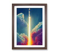 The Bright Spaceship Rocket Framed Print | A2 Walnut Framed Wall Art | Ready to Hang | Modern Nature Picture | Living Room Bedroom Lounge Office