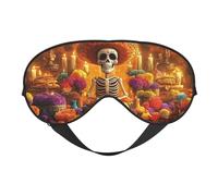 The Bright Sugar Skull Altar Design and Marigolds Print Sleep Mask with Adjustable Strap, Comfortable Eye Cover for Travel, Yoga, Napping, Sleeping & Relaxation