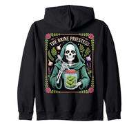 The Brine Priestess Pickle Goth Skeleton Kitchen Zip Hoodie
