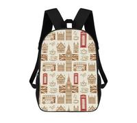 The British Clock Towers Buses Classic 17Inch Backpack Travel Daypack Laptop with Side Pockets for Men Women