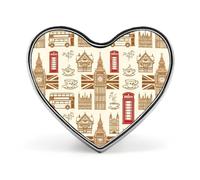 The British Clock Towers Buses Heart Metal Brooches 1 Inch Memorial Badges Exquisite Decorations Pins for Clothing
