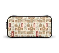 The British Clock Towers Buses Pen Holder Pouch Large Storage Pencil Case with Zippered Stationery Bag Office