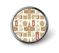 The British Clock Towers Buses Round Metal Brooches 1 Inch Memorial Badges Exquisite Decorations Pins for Clothing