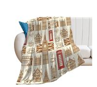 The British Clock Towers Buses Soft Flannel Blanket 250g