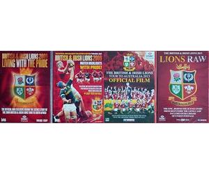 THE BRITISH & IRISH LIONS 1-4 RUGBY COLLECTION / 1. 2009 LIVING WITH THE PRIDE / 2. 2009 MATCH HIGHLIGHTS / 3. TOUR TO AUSTRALIA 2013 OFFICIAL FILM / 4. LIONS RAW = ULTIMATE 4 x DVD SET (8 discs)
