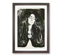 The Brooch Eva Mudocci by Edvard Munch Framed Print | A2 Walnut Framed Wall Art | Ready to Hang | Modern Nature Picture | Living Room Bedroom Lounge Office