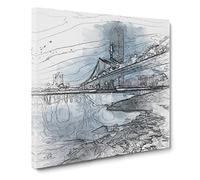 The Brooklyn Bridge in New York Canvas Print | Gallery Wrapped 30mm Frame Wall Art | 20x20 inches | Ready to Hang | Abstract Cityscape Picture | Living Room Bedroom Lounge Office