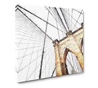The Brooklyn Bridge in New York City Canvas Print | Gallery Wrapped 30mm Frame Wall Art | 14x14 inches | Ready to Hang | Abstract Cityscape Picture | Living Room Bedroom Lounge Office