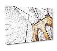 The Brooklyn Bridge In New York City Canvas Print | Gallery Wrapped 30mm Frame Wall Art | 20x14 inches | Ready to Hang | Abstract Cityscape Picture | Living Room Bedroom Lounge Office