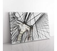 The Brooklyn Bridge In New York City In Abstract Modern Art Canvas Wall Art Print Ready to Hang, Framed Picture for Living Room Bedroom Home Office Décor, 50x35 cm (20x14 Inch)