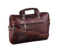 The Brown Hide TBH Handmade Leather Laptop Bag - Stylish 14" Office Bag with Multiple Compartments, Crossbody Straps - Ideal for Travel & Work. BRH-SL-B-004, Dark Brown L45 W8 H36