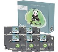 The Bubbli Original | TZe-231 TZ-231 Black on White Compatible Laminated Label Tapes for Brother P-Touch PT-1000 PT-H100 PT-D210VP PT-D400 PT-D600VP PT-P700 PT-P750W Cube (12mm x 8m | 5-Pack)