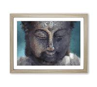 The Buddha In Abstract Modern Art Framed Print | A2 Oak Framed Wall Art | Ready to Hang | Abstract Religious Picture | Living Room Bedroom Lounge Office