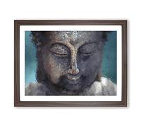 The Buddha In Abstract Modern Art Framed Print | A2 Walnut Framed Wall Art | Ready to Hang | Abstract Religious Picture | Living Room Bedroom Lounge Office