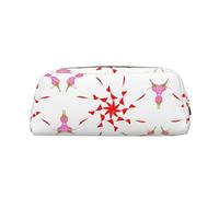 The Budding and Turning Flower Genuine Leather Zip Pen Pouch, Stationery Storage Bag Makeup Bag, Suitable for Students School Office.