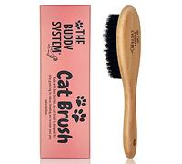 The Buddy System Cat Brush with Boar Bristle and Wooden Handle, Professional Grade Daily Grooming Hairbrush, Reduce Shedding, Soft Hair and Healthy Shine (1 Pack)