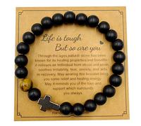 The Budsea Natural Stone Bracelets for Women Men Chakra Bracelet Unique Inspirational Baptism Gifts for Her Graduation Birthday Christmas Mother's Day Easter, Stone, no gemstone