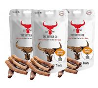The Buffalo Co. Buffalo Trachea Rounds for Dogs | 100% Natural Grass-Fed Dog Treats | High Protein, Low Fat | Supports Joint & Dental Health | Crunchy, Tasty Snack for All Breeds | 3 x 100g Bundle