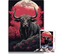 The Bull And The Moon Adults 1000 Pieces Puzzle Strategic Thinking Learning Game Ideal Meaningful Gift for Any Event Size 50x75cm