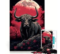 The Bull And The Moon for Adults 1000 Piece Jigsaw Puzzle Pure Logic Toy Peaceful Time Sharp Cut Heartfelt Gift (38x26cm)