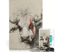 The Bull Jigsaw Puzzles for Adults 1000 Pieces Brain Challenge Toy Quiet Fun Precise Cut Wall Art Decor (38x52cm)
