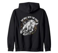 The Bull Sets The Pace Bull Riding Rodeo Power Zip Hoodie