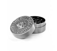 The Bulldog Amsterdam Grinder, 2 Piece Embossed Silver Metal, Manual, For King Size Rolling Papers