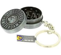 The Bulldog Amsterdam Metal Grinder | 2 Piece (30mm) Herb Grinder (2 Inches) Engraved & Embossed Keychain Grinders (Silver Colour)