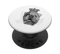 The Bulldog Medieval King White Background PopSockets Adhesive PopGrip