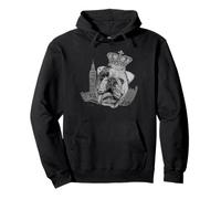 The Bulldog Medieval King White Background Pullover Hoodie