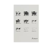 The Bulls Line Drawing Lithograph Black White Exhibition by Pablo Picasso Poster Bedroom Canvas Decor Sports Landscape Office Room Decor Gift Unframe