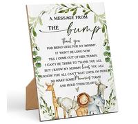 The Bump Baby Shower Game Sign - Jungle Safari Animal Wooden Decor, 8x11 Inches, Gender Neutral Tabletop for Gender Reveal Party